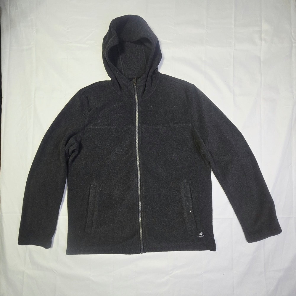 GH Bass & Co Mens Full Zip Fleece Hoodie Medium Charcoal Grey Outdoor Casual Q29